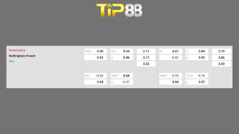 Bảng kèo Fenerbahce vs Nottingham Forest