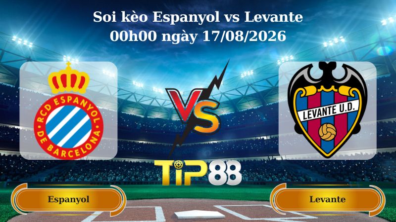 soi kèo Espanyol vs Levante 00h00 ngày 17/08/2026