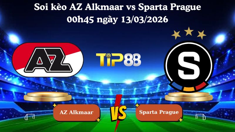 soi kèo AZ Alkmaar vs Sparta Prague 00h45 ngày 13/03/2026