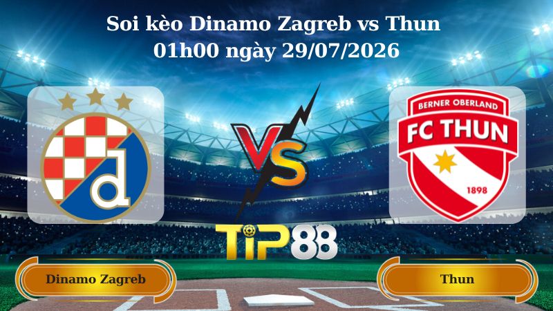 Nhận định soi kèo Dinamo Zagreb vs Thun 01h00 ngày 29/07/2026